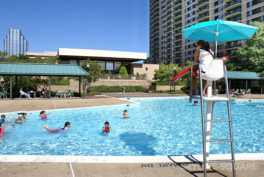 Swimming pool (summer) with life guards